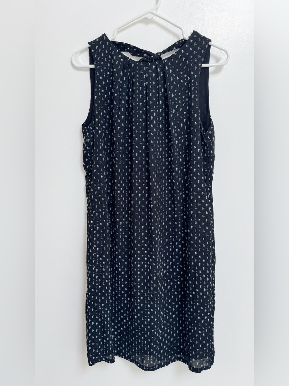 H&M Black Mini Dress with White Micro Print